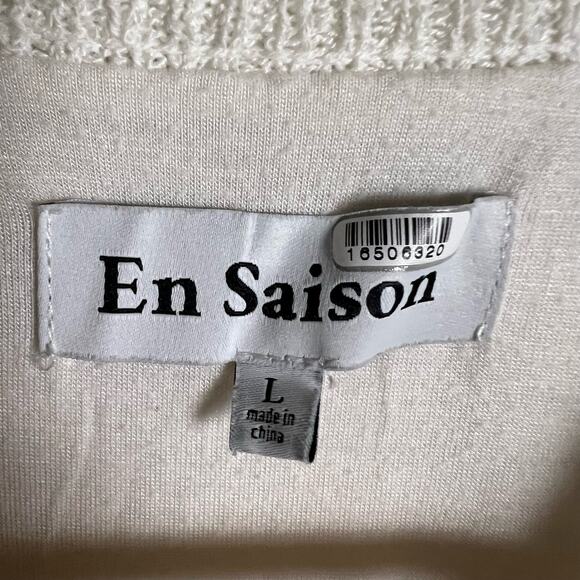 En Saison CeCe Sleeveless Knit Striped Hem Mixed Media Crewneck Top Size Large - Picture 12 of 14